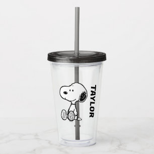 Vaso Acrílico PEANUTS Snoopy on Black White Comics