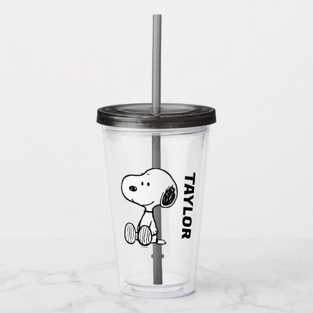 Vaso Acrílico PEANUTS | Snoopy on Black White Comics (Anverso)