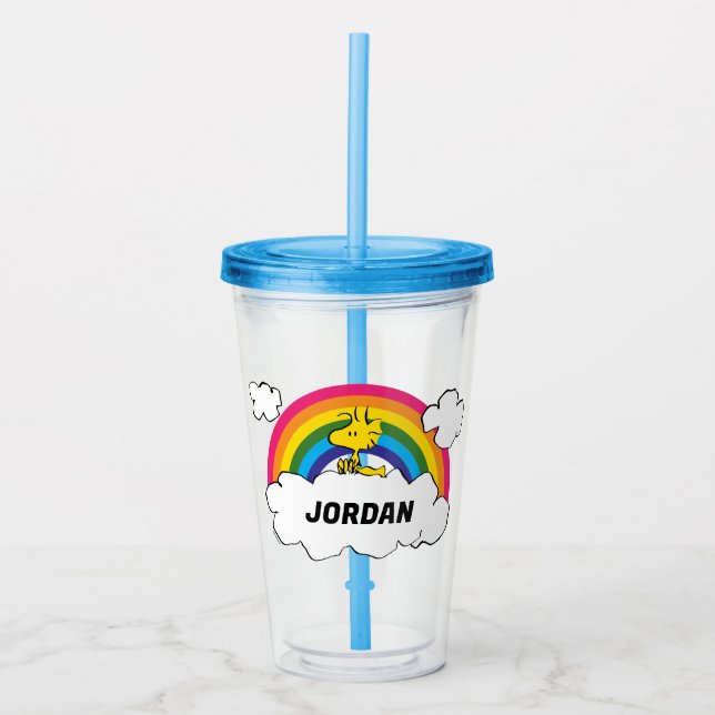 Vaso Acrílico Peanuts Woodstock personalizado | Añadir su nombre (Anverso)