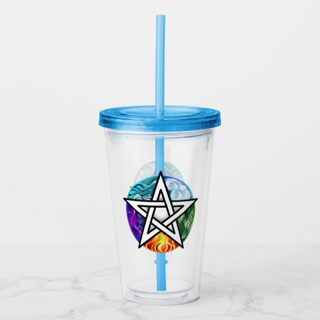 Vaso Acrílico Pentagrama de Wiccan (Anverso)