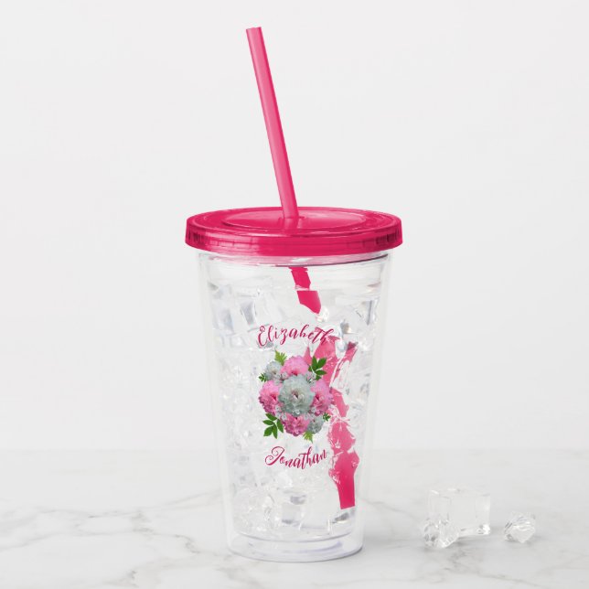 Vaso Acrílico Peony Bouquet Boda (Anverso (hielo))