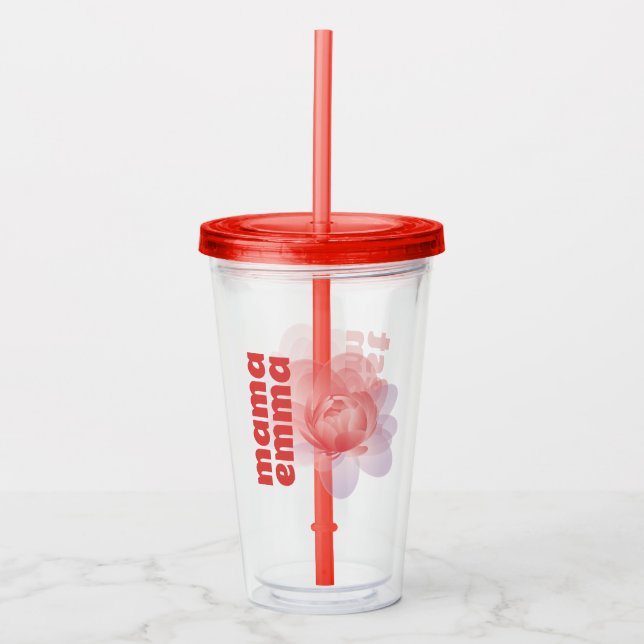 Vaso Acrílico Peony Tumbler Personalizado Floral para Mamá (Anverso)