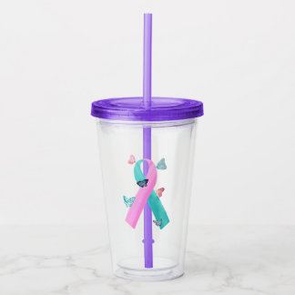 Vaso Acrílico Pequeñas mariposas con la cinta de BRCA