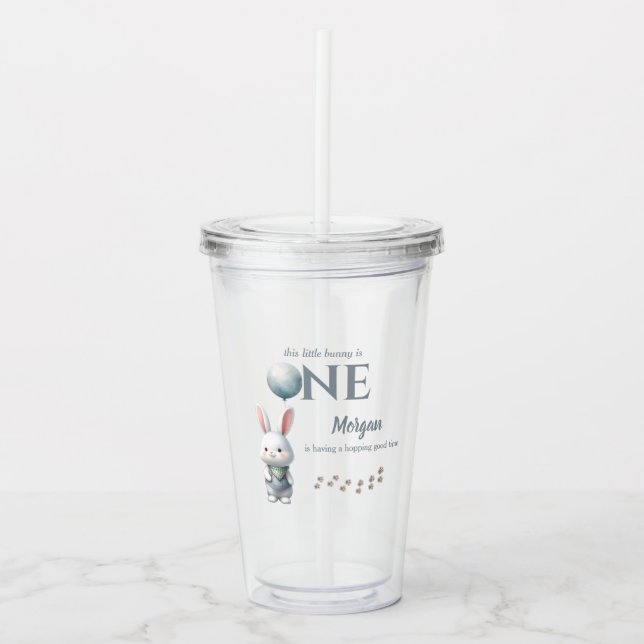 Vaso Acrílico Pequeño conejito que se vuelve un niño azul primer (Anverso)