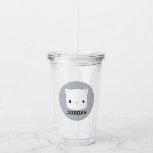 Vaso Acrílico Pequeño gato con nombre personalizado