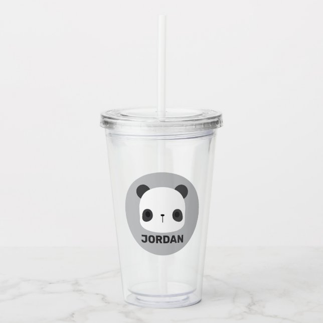 Vaso Acrílico Pequeño oso oso panda con nombre personalizado (Anverso)