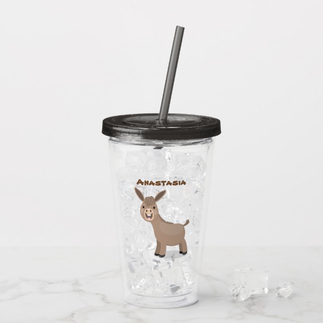 Vaso Acrílico Pequeño y feliz ilustracion de personalizado de bu (Reverso (hielo))