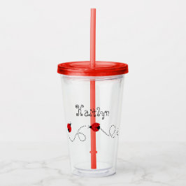Vaso Acrílico Pequeños Ladybugs Rojos | Personalizado