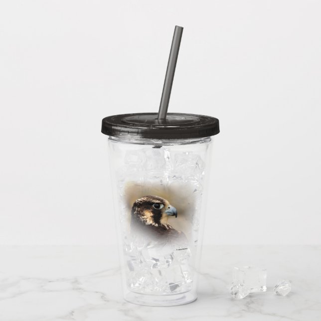 Vaso Acrílico Perfil visto de un halcón peregrino (Reverso (hielo))
