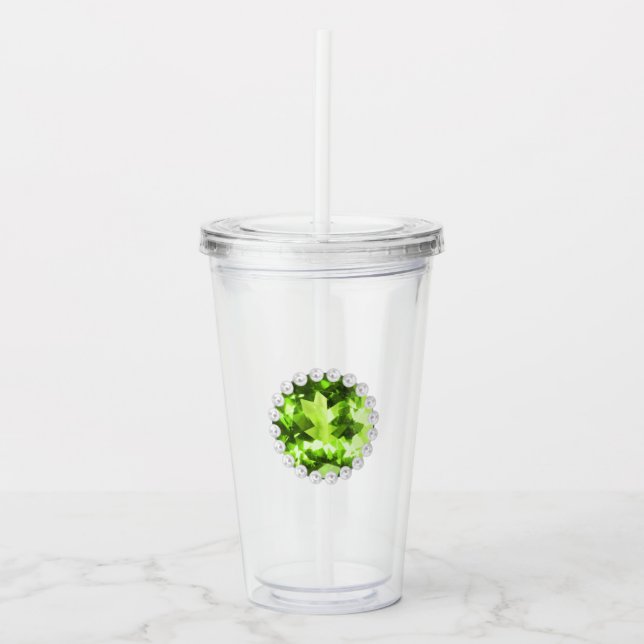 Vaso Acrílico Peridot y Perlas (Anverso)