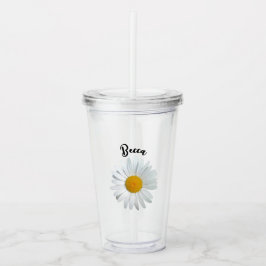 Vaso Acrílico Perky White Daisy Flower Personalized Tumbler