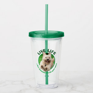 Vaso Acrílico Perro corriendo en el jardín