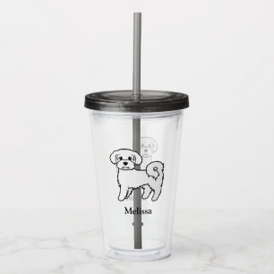 Vaso Acrílico Perro de dibujos animados maltés lindo con nombre