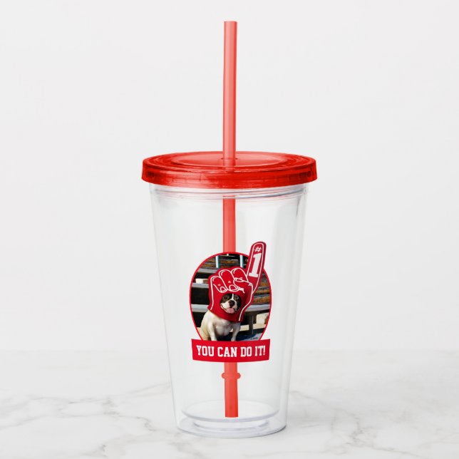 Vaso Acrílico Perro en la mano de espuma (Anverso)