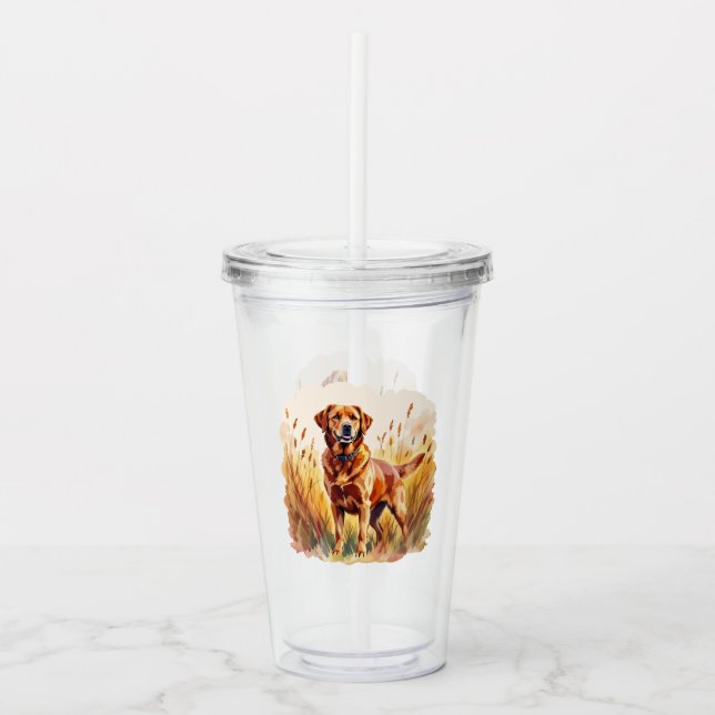 Vaso Acrílico Perro Labrador Retriever Fox Rojo (Anverso)
