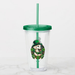 Vaso Acrílico Perro lindo del Día de San Patricio