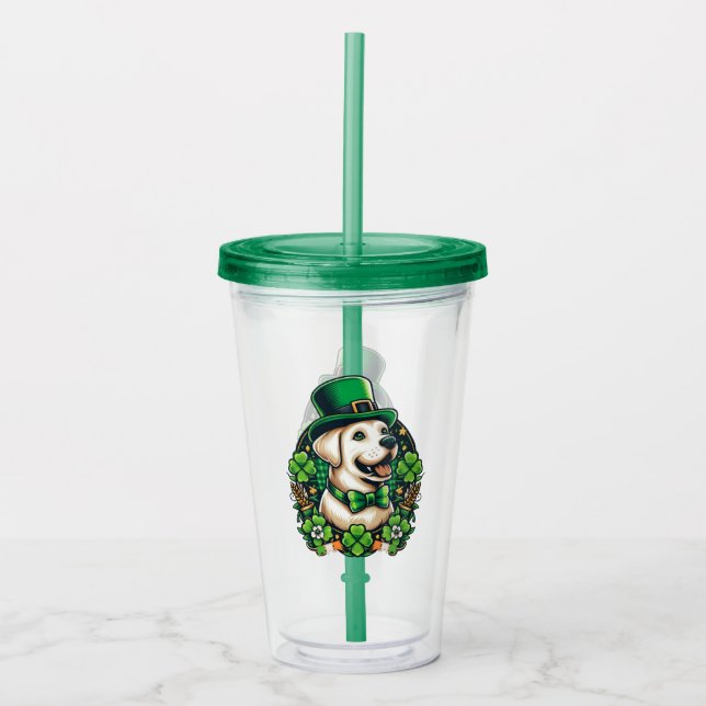 Vaso Acrílico Perro lindo del Día de San Patricio (Anverso)