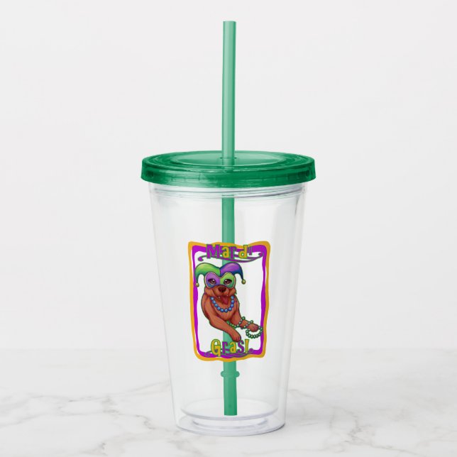 Vaso Acrílico Perro Mardi Gras (Anverso)