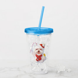 Vaso Acrílico Perro navidad con candy cane