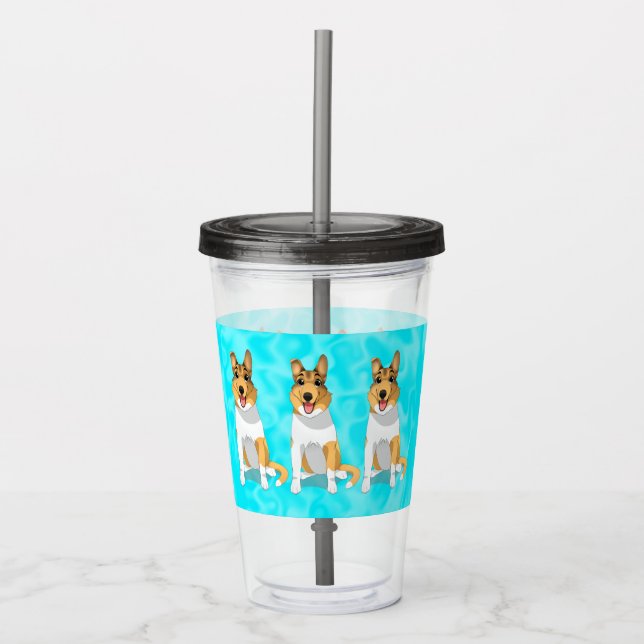 Vaso Acrílico Perro suave de Collie    (Anverso)