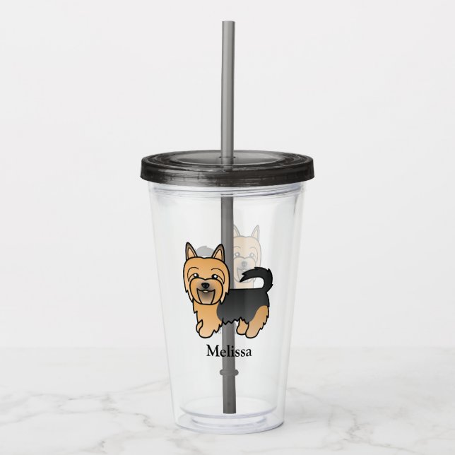 Vaso Acrílico Perro y nombre azul y tan australiano (Anverso)