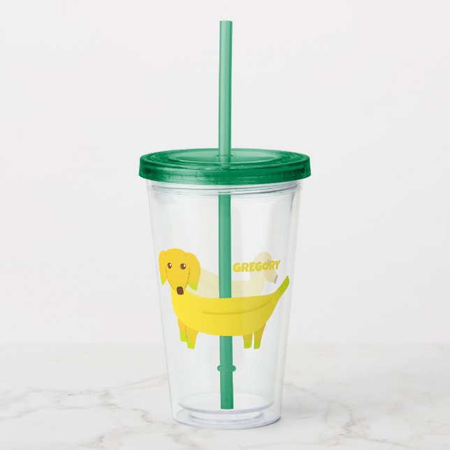 Vaso Acrílico Perros bananeros personalizados (Anverso)