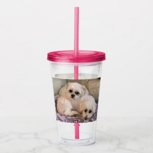 Vaso Acrílico Perros Blancos Lindos