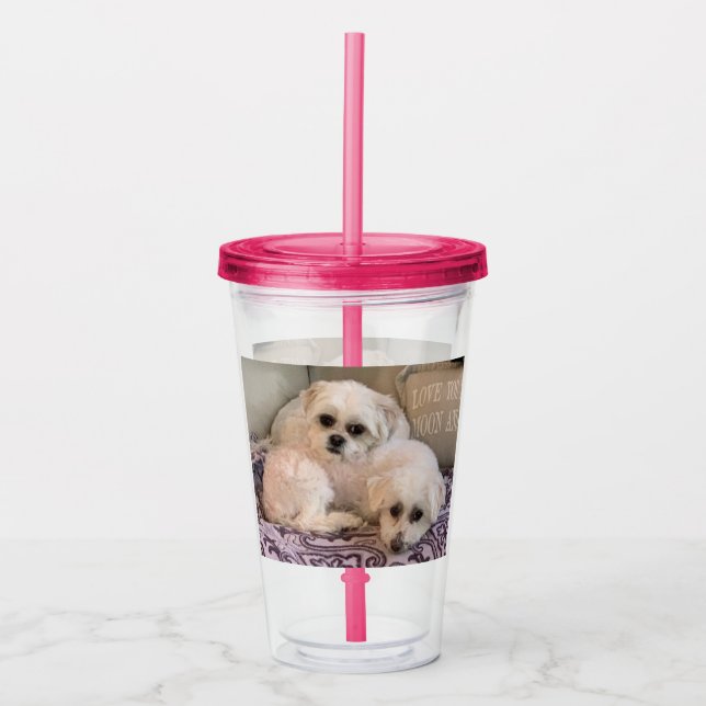 Vaso Acrílico Perros Blancos Lindos (Anverso)