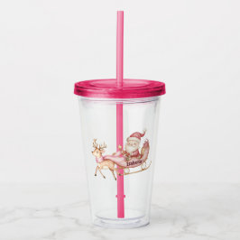 Vaso Acrílico Personalised girls Christmas tumbler with straw