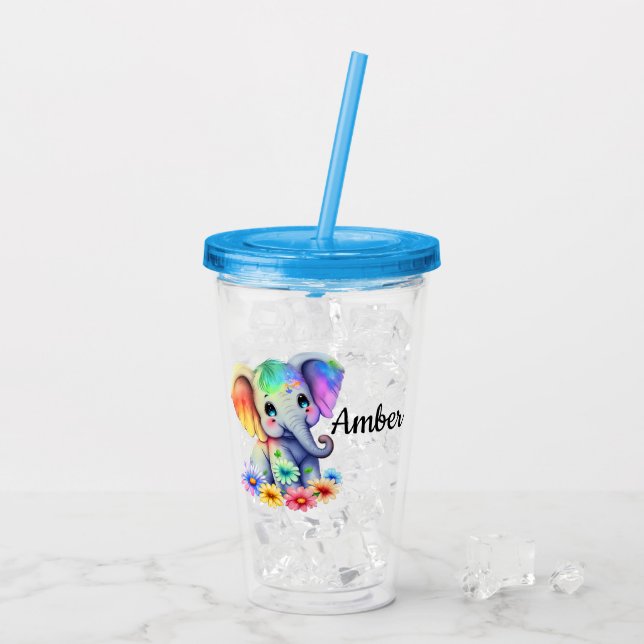 Vaso Acrílico Personaliza el elefante bebé (Reverso (hielo))