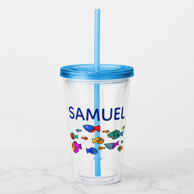 Vaso Acrílico Personaliza la Copa de Tumbler de Pescado (Anverso)