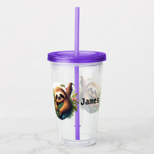 Vaso Acrílico Personaliza Perezoso Tropical
