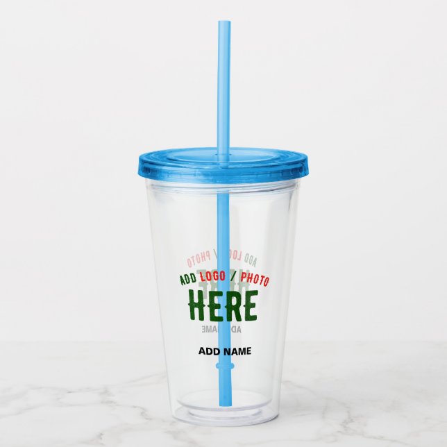 VASO ACRÍLICO PERSONALIZABLE MODERNO ESTILO CLARO VERIFICADO MAR (Anverso)