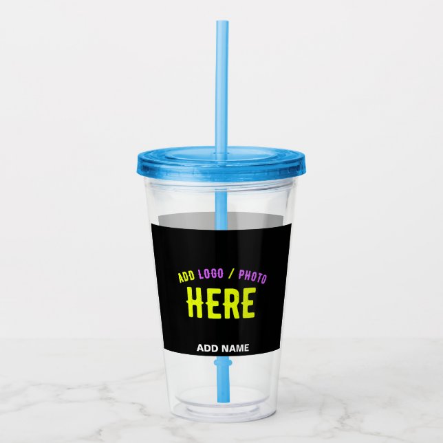 VASO ACRÍLICO PERSONALIZABLE MODERNO ESTILO NEGRO VERIFICADO MAR (Anverso)