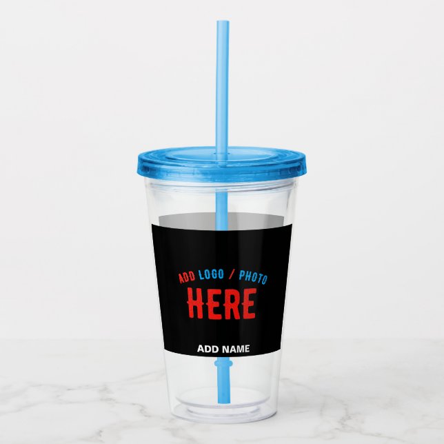 VASO ACRÍLICO PERSONALIZABLE MODERNO ESTILO NEGRO VERIFICADO MAR (Anverso)