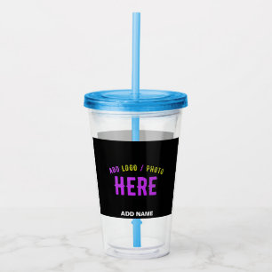 VASO ACRÍLICO PERSONALIZABLE MODERNO ESTILO NEGRO VERIFICADO MAR