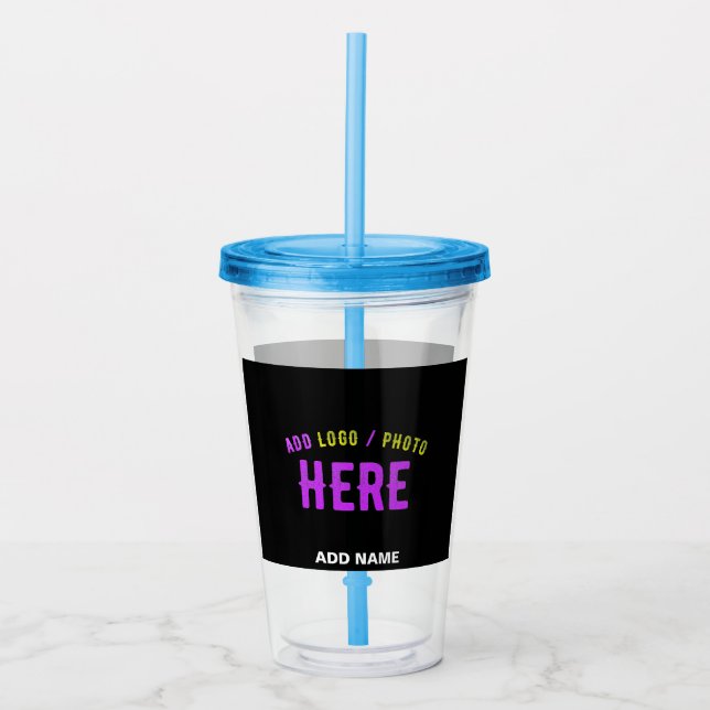 VASO ACRÍLICO PERSONALIZABLE MODERNO ESTILO NEGRO VERIFICADO MAR (Anverso)