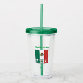 Vaso Acrílico Personalización verde de bandera mexicana