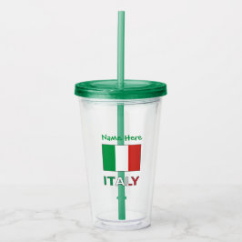 Vaso Acrílico Personalización verde de la bandera italiana y la 