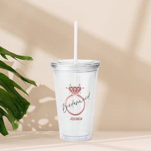 Vaso Acrílico Personalizada la dama de honor del anillo de oro d