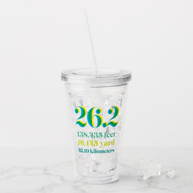Vaso Acrílico Personalizado 26.2 Maratón de distancia de carrera (Anverso (hielo))
