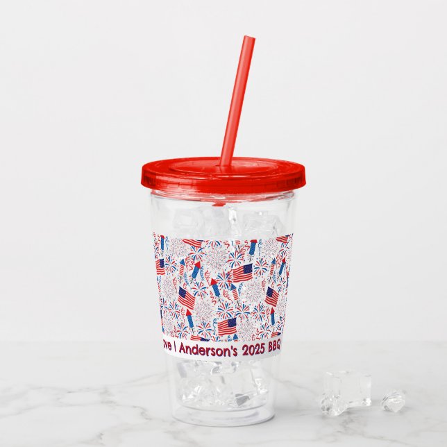 Vaso Acrílico Personalizado 4 de julio (Reverso (hielo))