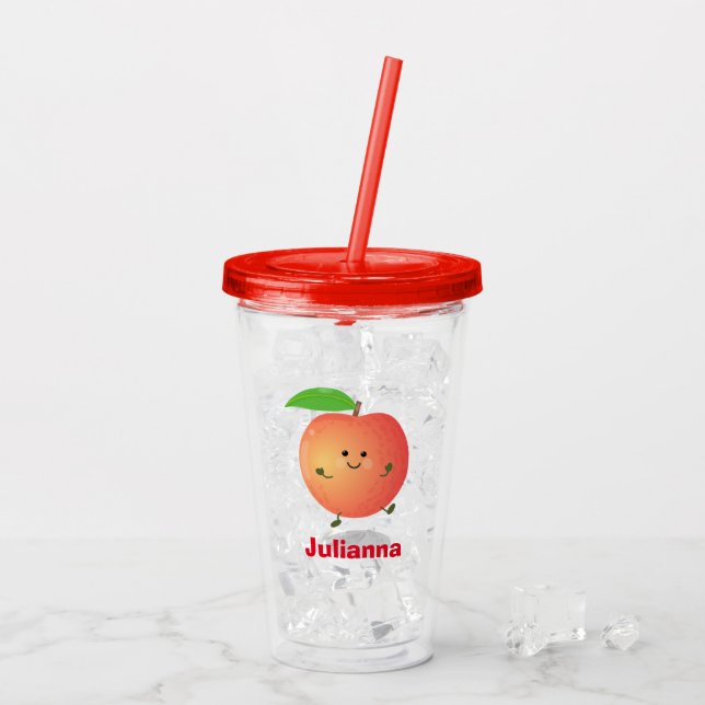 Vaso Acrílico Personalizado amarillo de melocotón alegre (Reverso (hielo))