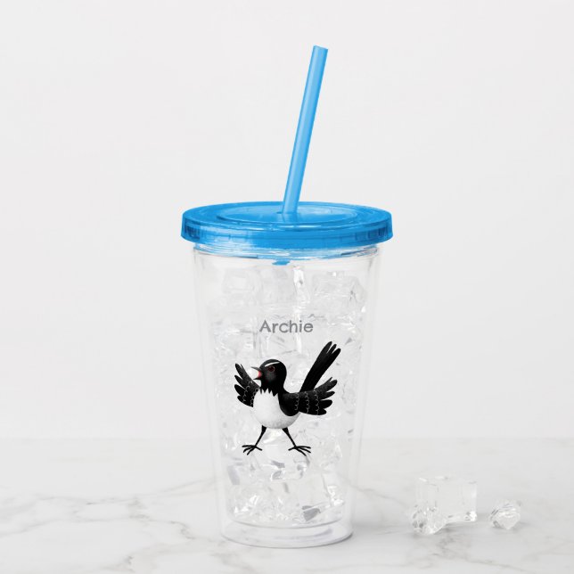 Vaso Acrílico Personalizado australiano Willie Wagtail personali (Reverso (hielo))