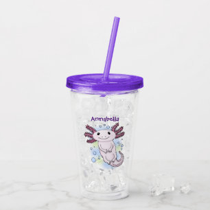 Vaso Acrílico Personalizado axolotópico rosa adorable