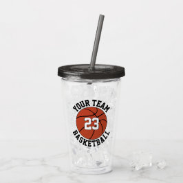 Vaso Acrílico Personalizado Baloncesto nombre equipo y número de