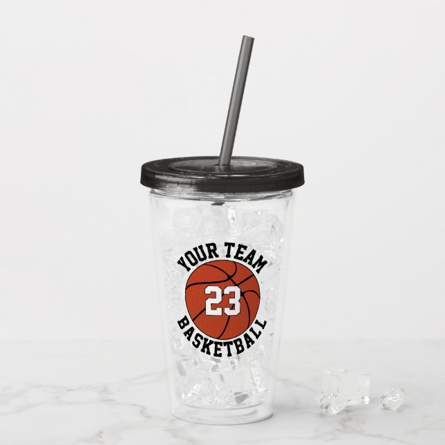 Vaso Acrílico Personalizado Baloncesto nombre equipo y número de (Reverso (hielo))