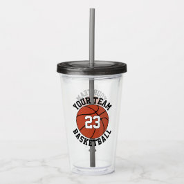 Vaso Acrílico Personalizado Baloncesto nombre equipo y número de