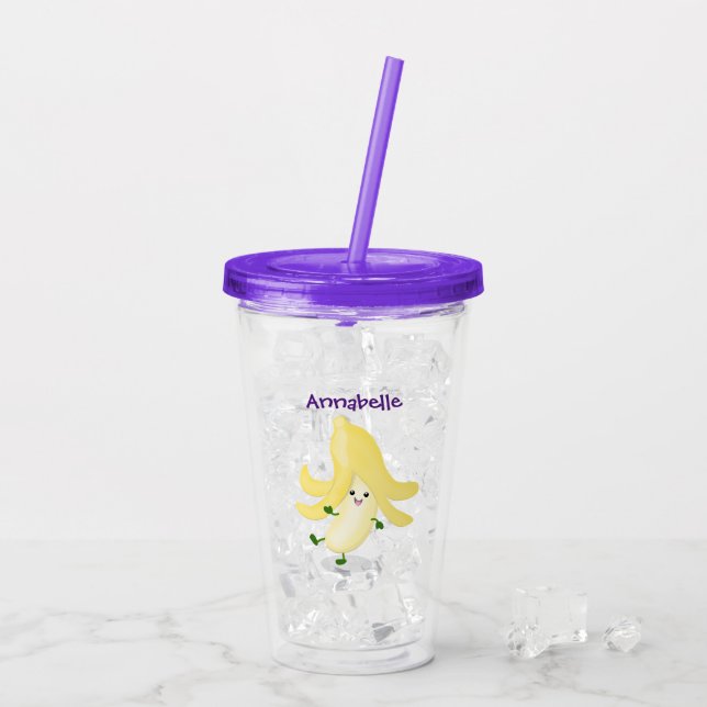 Vaso Acrílico Personalizado bananero Cute kawaii (Reverso (hielo))