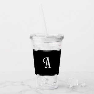 Vaso Acrílico Personalizado blanco y negro simple y elegante ini
